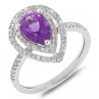 0.38ct Diamond & 1.23ct Amethyst 14k White Gold Ring