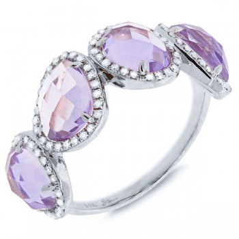 0.27ct Diamond & 3.47ct Amethyst 14k White Gold Ring
