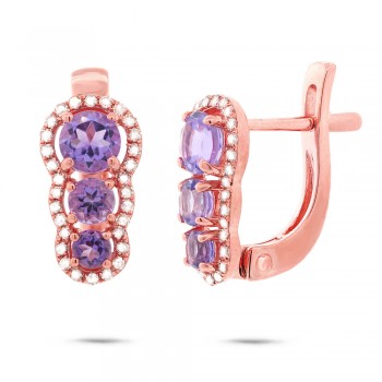 0.18ct Diamond & 0.80ct Amethyst 14k Rose Gold Earrings