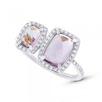 0.22ct Diamond & 1.99ct Amethyst 14k White Gold Ring
