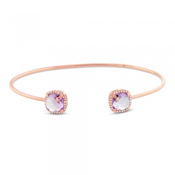 0.14ct Diamond & 3.36ct Amethyst 14k Rose Gold Bangle Bracelet
