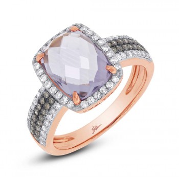 0.45ct White & Champagne Diamond & 3.21ct Amethyst Rose Gold Ring