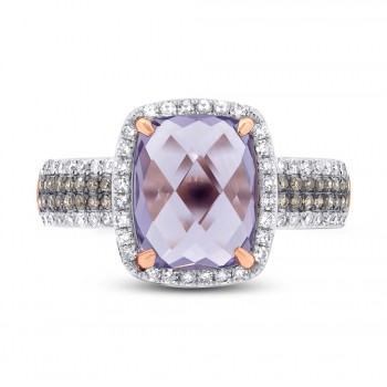 0.45ct White & Champagne Diamond & 3.21ct Amethyst Rose Gold Ring