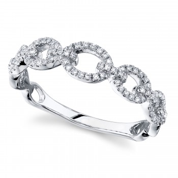 Diamond Pave Link Ring 14k White Gold (0.23ct)