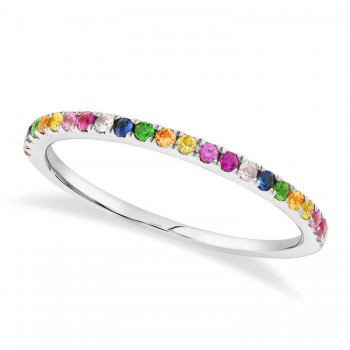 Multicolor Diamond Stackable Ring 14k White Gold (0.28ct)