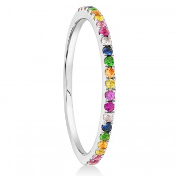 Multicolor Diamond Stackable Ring 14k White Gold (0.28ct)