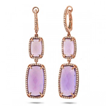 0.52ct Diamond & 14.28ct Amethyst 14k Rose Gold Earrings