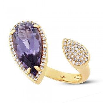 0.34ct Diamond & 4.68ct Amethyst 14k Yellow Gold Ring