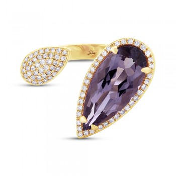 0.34ct Diamond & 4.68ct Amethyst 14k Yellow Gold Ring