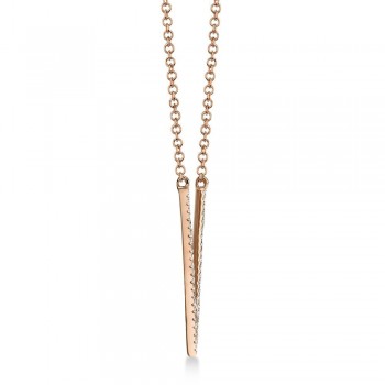 Diamond Pave V Pendant Necklace 14k Rose Gold (0.12ct)