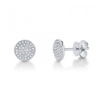 Diamond Pave Circle Stud Earrings 14k White Gold (0.17ct)