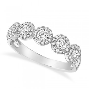 Diamond Halo Half Eternity Band 14k White Gold (0.70ct)