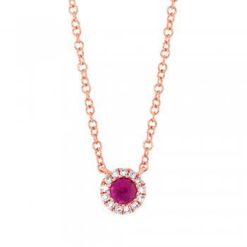 0.04ct Diamond & 0.14ct Ruby 14k Rose Gold Diamond Necklace