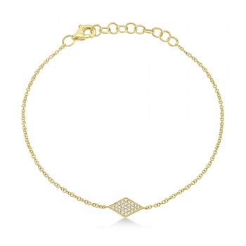 Diamond Pave Diamond Shape Link Bracelet 14k Yellow Gold (0.06ct)