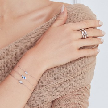 Diamond Pave Diamond Shape Link Bracelet 14k Yellow Gold (0.06ct)