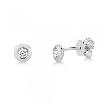 Diamond Bezel Stud Earrings 14k White Gold (0.22ct)