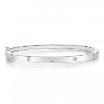 Diamond Five Stone Bangle Bracelet 14K White Gold (0.38ct)