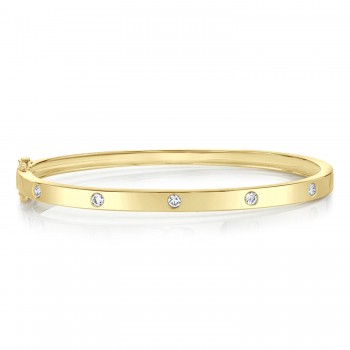 Diamond Five Stone Bangle Bracelet 14K Yellow Gold (0.38ct)