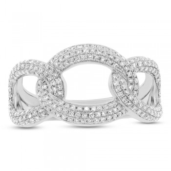 Diamond Pave Chunky Link Ring 14k White Gold (0.55ct)