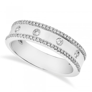 Diamond Bezel Half Eternity Band Ring 14k White Gold (0.23ct)