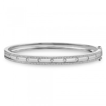 Diamond Accented Bangle Bracelet 14k White Gold (0.62ct)