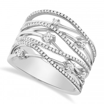 Diamond Accented Bridge Ring 14k White Gold (0.49ct)