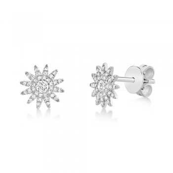 Diamond Starburst Stud Earrings 14k White Gold (0.24ct)