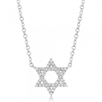 Diamond Star of David Pendant Necklace 14k White Gold (0.11ct)