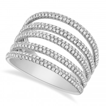 Diamond Pave Bridge Ring 14k White Gold (0.83ct)