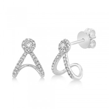 Diamond Halo Style Abstract Earrings 14k White Gold (0.20ct)