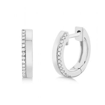 Diamond Accented Huggie Earrings 14k White Gold (0.08ct)