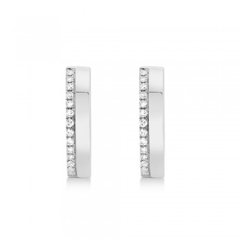 Diamond Accented Huggie Earrings 14k White Gold (0.08ct)