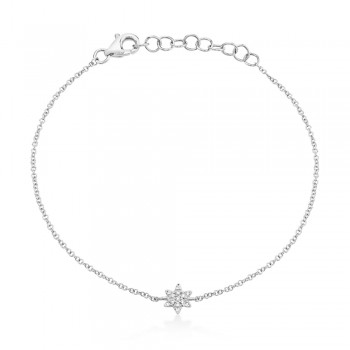 Diamond Star of David Link Bracelet 14k White Gold (0.03ct)