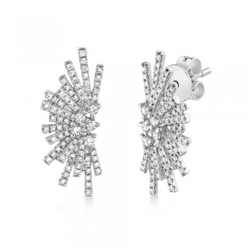 Diamond Abstract Statement Earrings 14k White Gold (0.39ct)