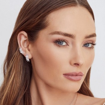 Diamond Abstract Statement Earrings 14k White Gold (0.39ct)