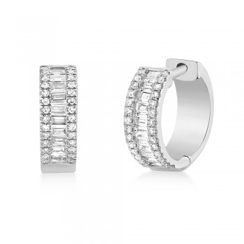 Diamond Baguette Huggie Earrings 14k White Gold (0.49ct)