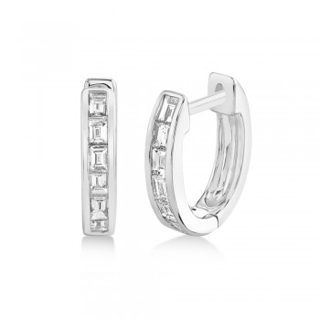 Diamond Baguette Huggie Earrings 14k White Gold (0.33ct)