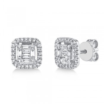 Diamond Baguette Stud Earrings 14k White Gold (0.43ct)