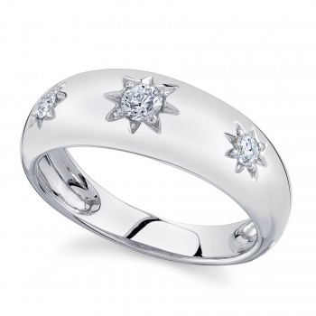 Diamond Star Wide Band Ring 14K White Gold (0.23ct)