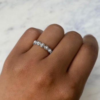 Cultured Pearl Circle Band Ring 14K White Gold (2.5mm)