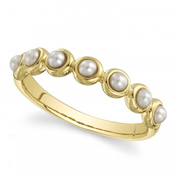 Cultured Pearl Circle Band Ring 14K Yellow Gold (2.5mm)