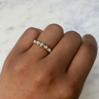 Cultured Pearl Circle Band Ring 14K Yellow Gold (2.5mm)