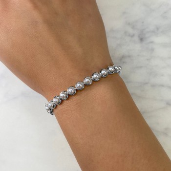 Cultured Pearl Tennis Bracelet 14K White Gold (4mm)