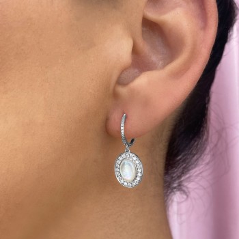 Diamond & Mother of Pearl Earrings 14K White Gold (2.42ct)