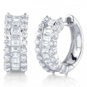 Baguette Lab Grown Diamond Huggie Earrings 14k White Gold (1.16ct)