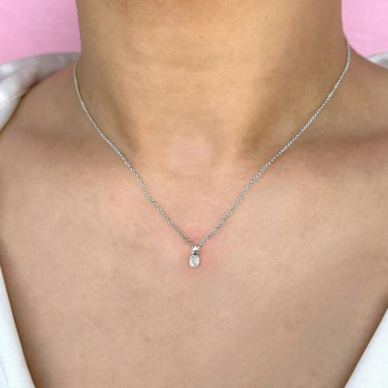 Diamond Pineapple Pendant Necklace 14K White Gold (0.03ct)