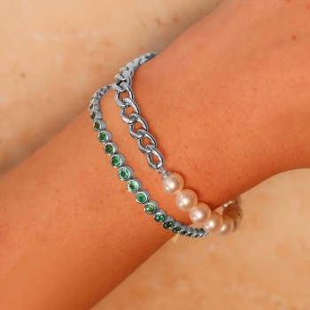 Cultured Pearl Link Bracelet 14K White Gold