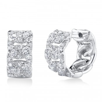 Diamond Link Huggie Earrings 14K White Gold (0.48ct)