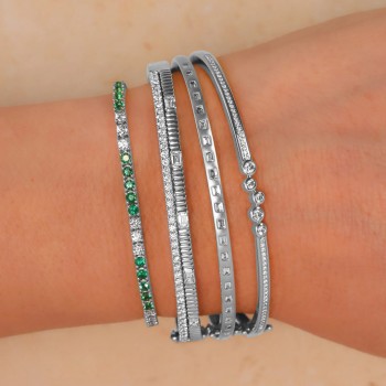 Emerald & Diamond Tennis Bracelet 14K White Gold (3.24ct)