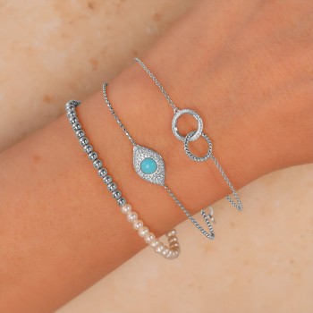 Cultured Pearl Ball Chain Bracelet 14K White Gold (4mm)